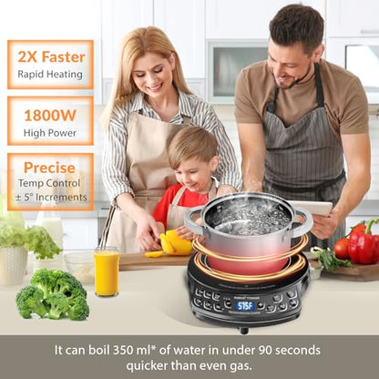 Nuwave Induction Cooktop, Improved Hot Plate with Digital Probe , 106 Temps 100°F-575°F, 3 Watt Settings, Portable Induction Burners for Cooking
