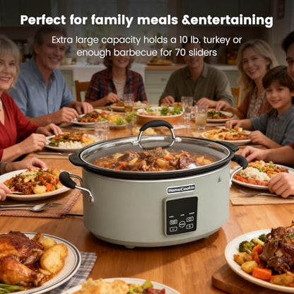 HOMECOOKIN Slow Cooker, Extra Large 10 Quarts Digital Slow Cookers with Timer, Dishwasher Safe Glass Lid & Crock, Kitchen Appliance for Families & Gatherings, Olive