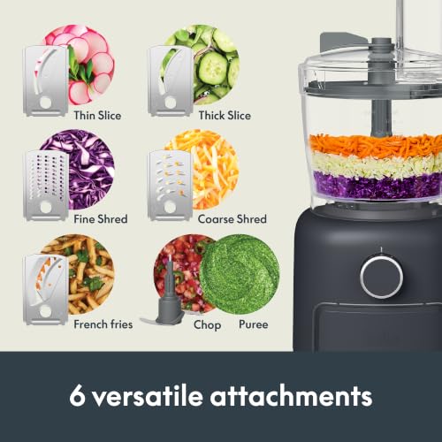 bella CHOP Deluxe 10-Cup Food Processor with Built-In Storage, Slate