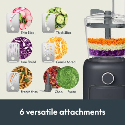 bella CHOP Deluxe 10-Cup Food Processor with Built-In Storage, Slate