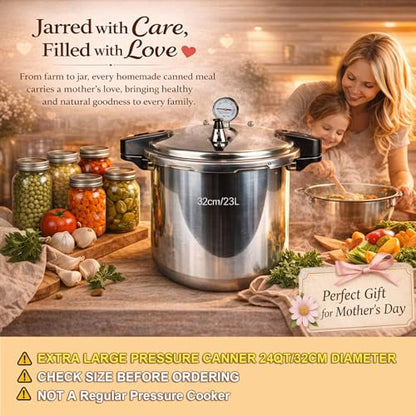 KILOGORGE 24 qt Pressure Canner,Canning Pressure Cooker with Gauge,14.5PSI,Large Capacity Aluminum Pressure Canners for Compatibility Gas and Induction Cooktops