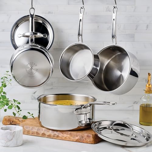 Hestan ProBond Luxe 2-Quart Saucepan with Lid, Professional Clad Stainless Steel, ProCore Tri-Ply Clad Construction, Polished Exterior, Induction & Oven Safe