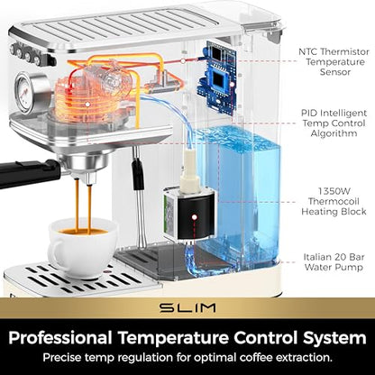 CHULUX Slim Espresso Machine with Milk Frother for Home Cappuccino, Creamy