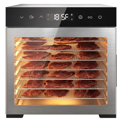 NEWBULIG 8 Stainless Steel Trays Food Dehydrator, 500W High Power Electric Food Dryer, 24 Hours Timing, 185°F Adjustable Temp, Perfect for Fruit, Meat, Jerky, Herbs and Dog Treats