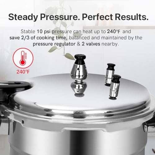 Fulgutonit 5.3 Quart Pressure Cooker, 10 Psi Induction Compatible Pressure Canner w/Multiple Pressure Control & Protection, Canning Rack Included