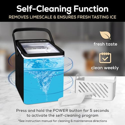 Igloo Ice Maker Countertop, Portable Ice Maker with Handle, 26lbs, Black