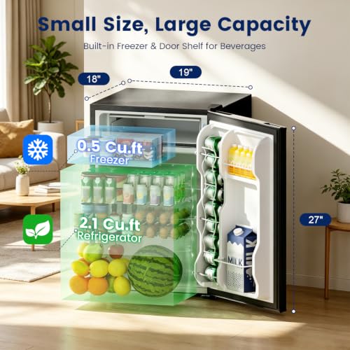 BANGSON Mini Refrigerator for Dorm Bedroom, Compact Fridge, Energy-efficient, Low Noise