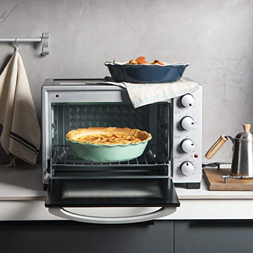 Sweejar Ceramic Pie Pan, 10 Inch Round Baking Dish, Non-Stick with Soft Wave Edge for Apple, Pumpkin, Pot Pies (Green)