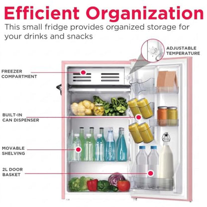 Frigidaire EFR376 Retro Bar Fridge Refrigerator with Side Bottle Opener, 3.2 cu. Ft, Pink/Coral