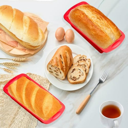 AVIDON Silicone Baking Pans Sets - Nonstick Bakeware Set with Loaf Pan, Muffin Pan, Square/Round Cake Pan, silicone baking molds for baking cakes, loaf, bread (7.5inch loaf pan x 4 packs)