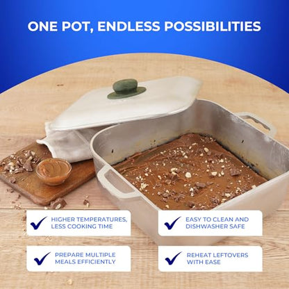 Universal (9 Quart - 24 Cups) Square Caldero – Cast Aluminum Cooking Pot with Lid, Oven Safe Dutch Oven Pot for Rice, Soups, Stews, Roasting & Everyday Cooking