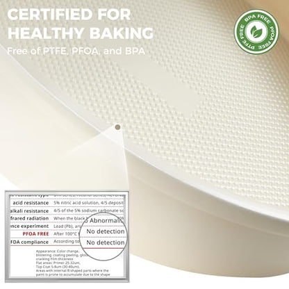 HONGBAKE Nonstick Ceramic 9 Inch Round Cake Pan Set of 2, Heavy-Duty Aluminized Steel round cake pans with Diamond Texture, Non-Toxic Cake Molds, Cake Pans Sets for Baking Cheesecake, Cream