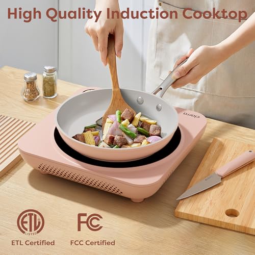 CIARRA CATIH1A-P Portable Induction Cooktop, Slim Single Electric Countertop Burner with Sensor Touch and Digital time, Pink