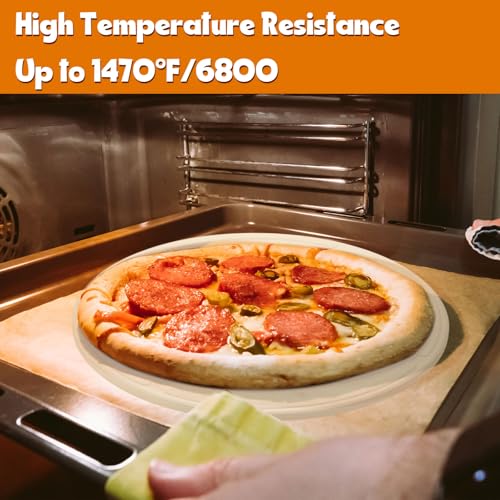 Teenyyou 2 PCS Round Pizza Stone with Wooden Peel, 16" Large Pizza Stone for Oven and Grill Round Baking Cordierite Cooking Pan for Bread, BBQ