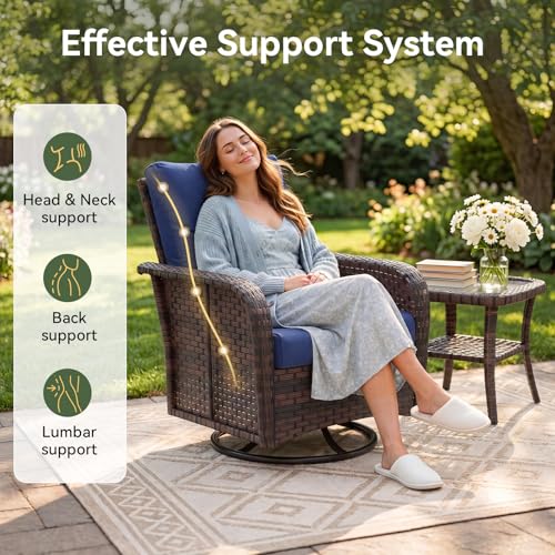 Aoxun 12-Piece Wicker Outdoor Patio Furniture Set with 44" Fire Pit Table
