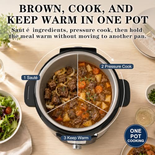 CARORI 8QT Electric Pressure Cooker, 24 Programs, Touch and Dial Control