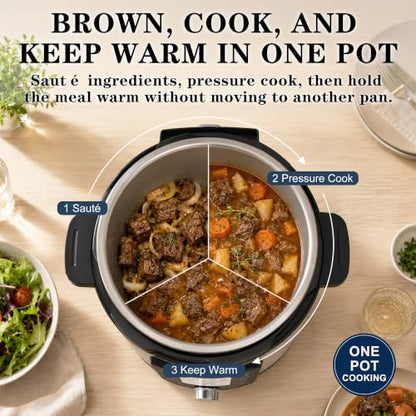 CARORI 8QT Electric Pressure Cooker, 24 Programs, Touch and Dial Control