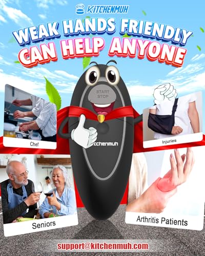 One Touch Electric Can Opener Fits All Can Sizes for Seniors with Arthritis, Battery Operated Can Opener with Smooth Edge, Food Safe Kitchen Gadgets Automatic Can Opener for Kitchen