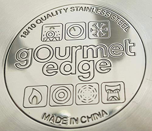 Gourmet Edge 16-Quart Stock Pot - Stainless Steel Soup Pots with Lid as Dishwasher and Oven Safe Cookware, Silver