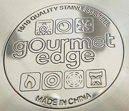 Gourmet Edge 16-Quart Stock Pot - Stainless Steel Soup Pots with Lid as Dishwasher and Oven Safe Cookware, Silver