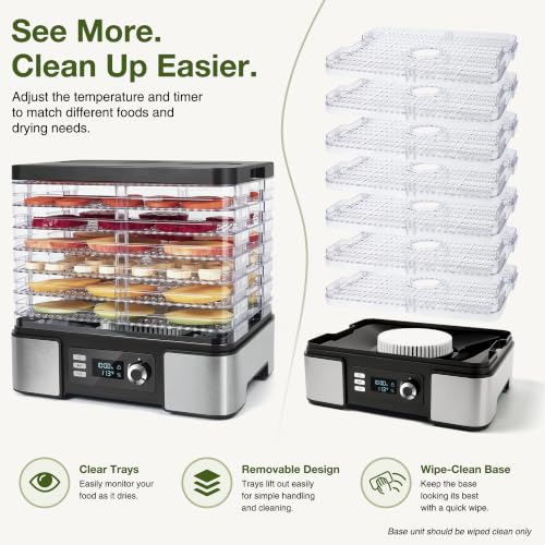 Food Dehydrator Machine with 7 BPA-Free Trays for Jerky, Fruit & Herbs