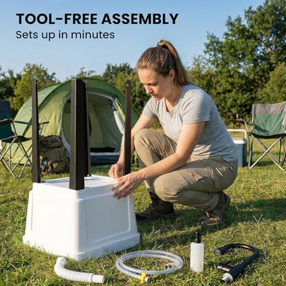 Outsunny 23-Gallon Utility Sink Laundry Tub for Washing Room, Freestanding Laundry Sink with Soap Dispenser, Faucet, Inlet and Drain Hoses, Portable Utility Tub for Indoor & Outdoor, White