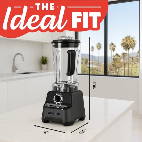 Gourmia Countertop Commercial Blender – 2L BPA-Free Pitcher, 4 Presets, 1500W High-Speed Motor, 45,000 RPM, Variable Speed Dial, Built-In Tamper, Dishwasher-Safe Parts, Black