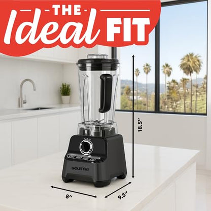 Gourmia Countertop Commercial Blender – 2L BPA-Free Pitcher, 4 Presets, 1500W High-Speed Motor, 45,000 RPM, Variable Speed Dial, Built-In Tamper, Dishwasher-Safe Parts, Black