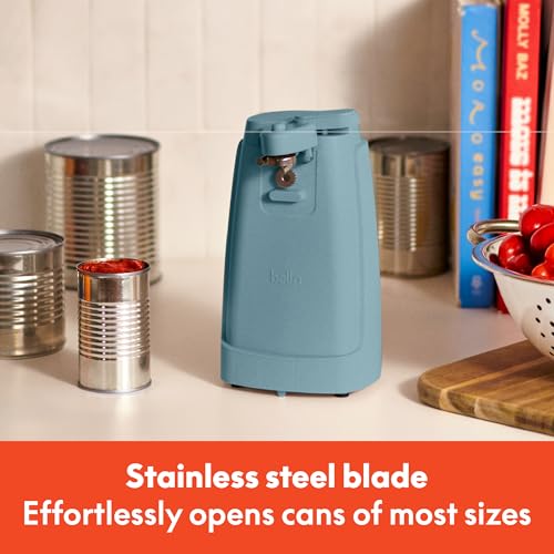 bella Electric Can Opener and Knife Sharpener, Removable Cutting Lever, Cord Storage, Stainless Steel Blade, Surf