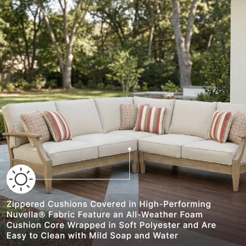 Signature Design by Ashley Clare View 3-Piece Wood Patio Sectional, Beige
