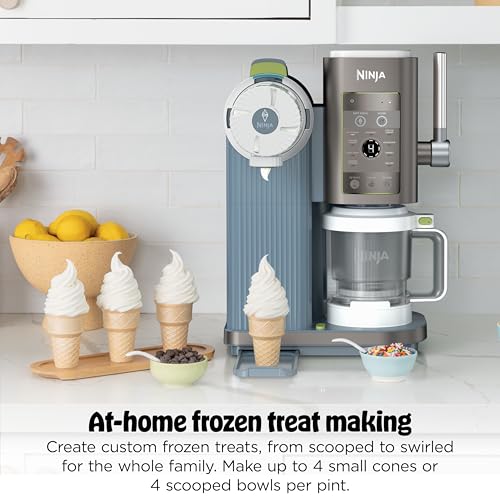 Ninja CREAMi Scoop & Swirl Ice Cream Maker, Soft Serve Desserts, Sorbet, Milkshakes, Frozen Yogurt and More, 13-in-1 Programs, Includes Handle and Two 16 oz 2-in-1 Pints, Blue, NC701ND