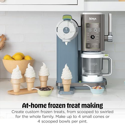 Ninja CREAMi Scoop & Swirl Ice Cream Maker, Soft Serve Desserts, Sorbet, Milkshakes, Frozen Yogurt and More, 13-in-1 Programs, Includes Handle and Two 16 oz 2-in-1 Pints, Blue, NC701ND