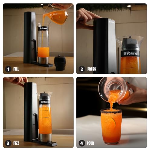The Fritaire Fizze Soda Maker Machine, Premium OmniFizz Sparkling Water Maker, Seltzer & More, Soda Stream Machine for Home, Water Carbonator, Fizz Infuser (CO2 Cylinder Not Included), Black