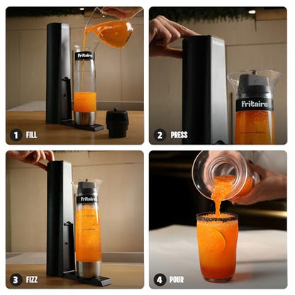 The Fritaire Fizze Soda Maker Machine, Premium OmniFizz Sparkling Water Maker, Seltzer & More, Soda Stream Machine for Home, Water Carbonator, Fizz Infuser (CO2 Cylinder Not Included), Black