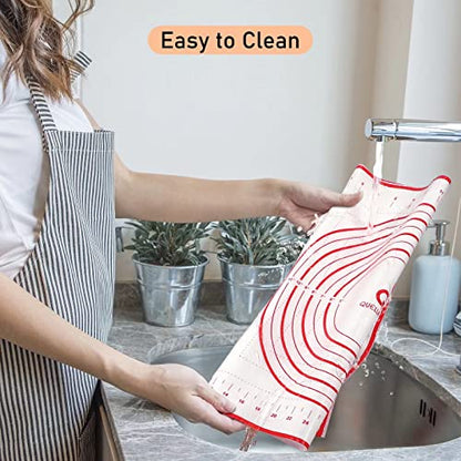 Silicone Pastry Baking Mat Dough - 16x24Inch Large Non Stick Slip Cookie Bread Rolling Mats Sheet, Kitchen Counter Kneading Cooking Board Pad Matt with Measurement for Pie Pizza Cookies Fondant Making