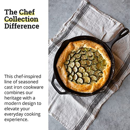 Lodge 12" Cast Iron Skillet - Chef Collection - Perfect Sear - Ergonomic Handles - Superior Heat Retention - Cast Iron Cookware & Skillet