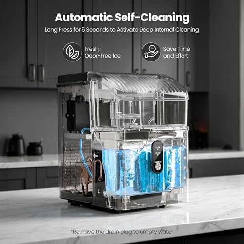 Crzoe Nugget Ice Maker Countertop, 35lbs/Day, Portable Pebble Ice Machine