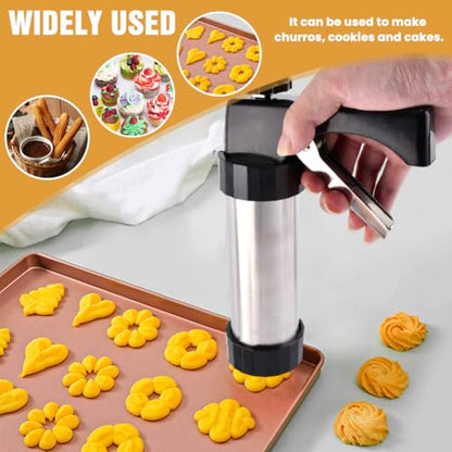 Cookie Press Gun Kit, Spritz Cookie Press for Baking Icing Gun with 13 Cookies Discs and 8 Piping Tips for DIY Christmas Cookies, DIY Biscuit, Decorating Baking Supplies