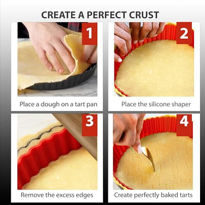 ISRAA ESSENTIALS Fluted Tart Pan 9 inch Removable Bottom-Round Oreo Tart Pan with Crust Shaper Ring-Nonstick Carbon Steel Tart Molds for Baking, Fruit Tart, Pies & Quiche Baking Dish
