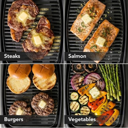 OVENTE Electric Indoor Grill, 13x10 Inch Non-Stick Plate, Black GD1632NLB
