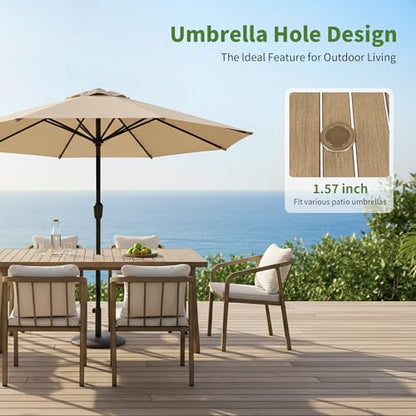 CikaCika 9-Piece Outdoor Dining Set, Aluminum Patio Table for 8, Brown