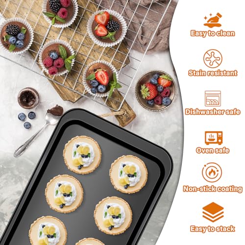 ZMKELE 6-Piece Carbon Steel Bakeware Set, Nonstick Baking Pans with Cookie Sheet, Deep Roaster, Square Pan, Loaf Pan, Muffin Pan for Cooking,Baking Pans Set (black)