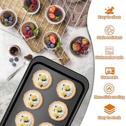 ZMKELE 6-Piece Carbon Steel Bakeware Set, Nonstick Baking Pans with Cookie Sheet, Deep Roaster, Square Pan, Loaf Pan, Muffin Pan for Cooking,Baking Pans Set (black)