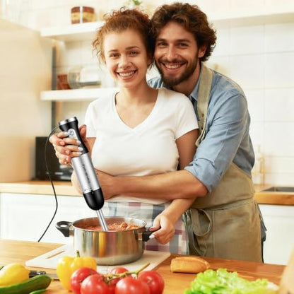 Djecak Orla 1100W 5-in-1 Immersion Blender Handheld, 30 Speed Stick Blender with Turbo, 15,500 RPM, Includes Whisk, Milk Frother, 500ml Chopper & 600ml Beaker Black
