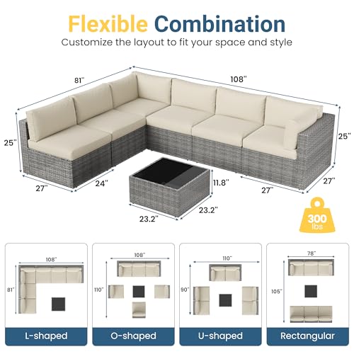 7 Pieces Outdoor Patio Furniture Set - Fit Small Spaces,Comfort,Sturdiness