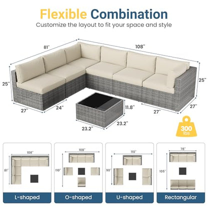 7 Pieces Outdoor Patio Furniture Set - Fit Small Spaces,Comfort,Sturdiness