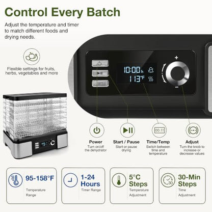 Food Dehydrator Machine with 7 BPA-Free Trays for Jerky, Fruit & Herbs