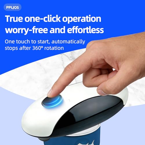 PPLJQS Rechargeable Electric Can Opener, One-Touch, Smooth Edge, USB-C Fast Charge, for Seniors, White