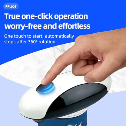 PPLJQS Rechargeable Electric Can Opener, One-Touch, Smooth Edge, USB-C Fast Charge, for Seniors, White