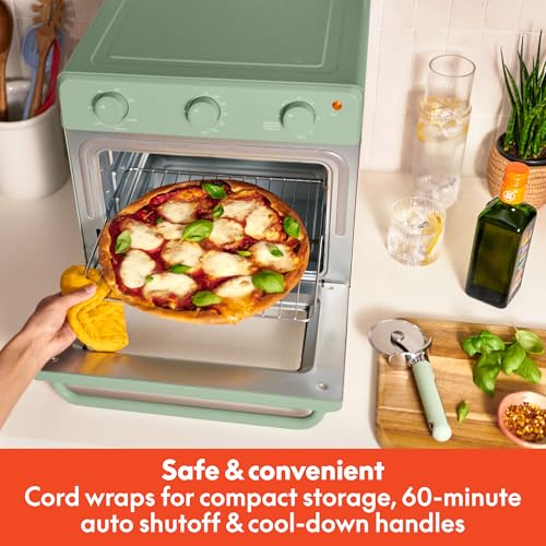 bella Air Fry Toaster Oven, 7 Preset Cooking Options, Dishwasher-Safe EverGood Coated Trays Included, 60-Minute Auto Shutoff w Audible Timer, Power Indicator Light, 1700 Watt, Seaglass